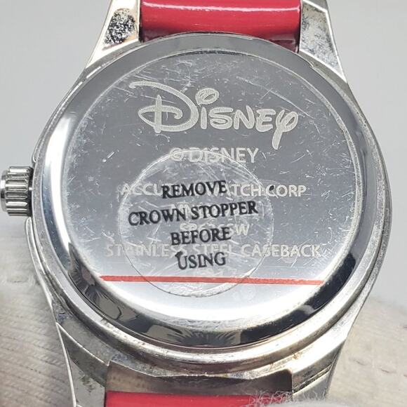 Vintage Disney Minnie Mouse Red Band Silver-toned Watch - Picture 6 of 10